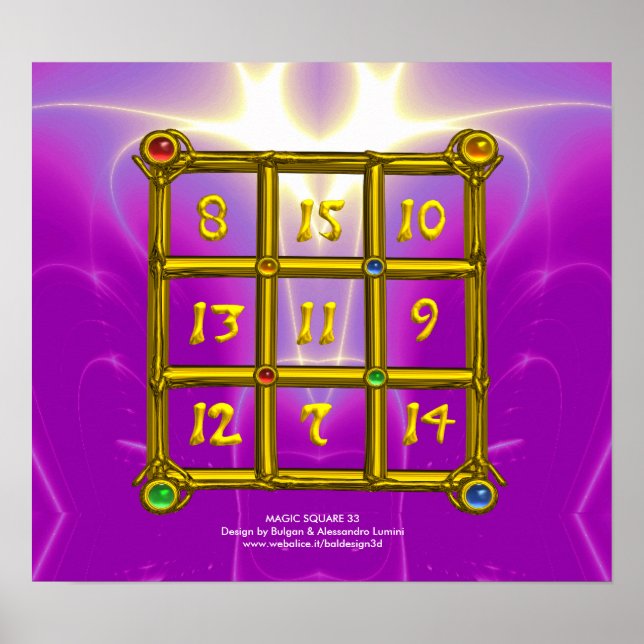 MAGIC SQUARE 33 , Pink Violet Purple Poster (Vorne)