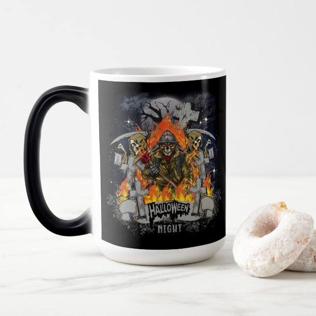 Magic Squelette Effrayant Dans La Mug Halloween De Nuit (Avec donut)