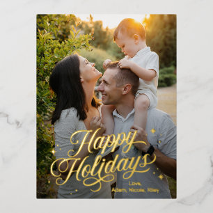 Magic Time Happy Holidays Foil Holiday Carte posta