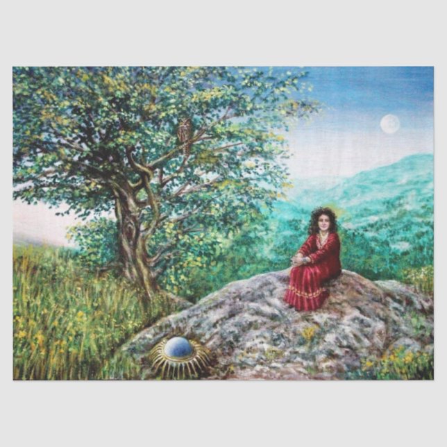 MAGIC TREE / Morgendämmerung in grünem Holz und Da Seidenpapier (Vorderseite)
