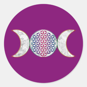 Magic Triple Moon - Spirit Blume des Lebens 2 Runder Aufkleber