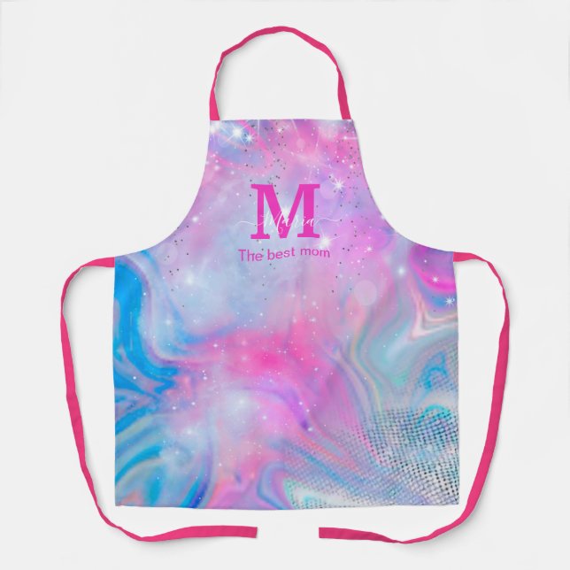 Magic Unicorn Pink Blue Holographic Schürze (Vorderseite)