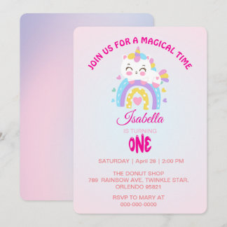 Magic Unicorn Regenbogengradienten 1. Party Einladung