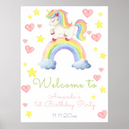 Magic Unicorn zum ersten Geburtstag Willkommen Poster