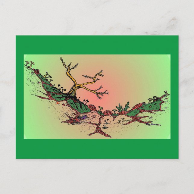 Magic Valley Daytime Art Postcard - Green, Pink Postkarte (Vorderseite)