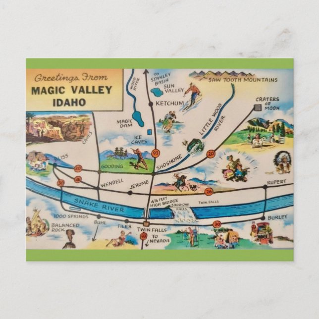 Magic Valley Idaho Karte (Vorderseite)