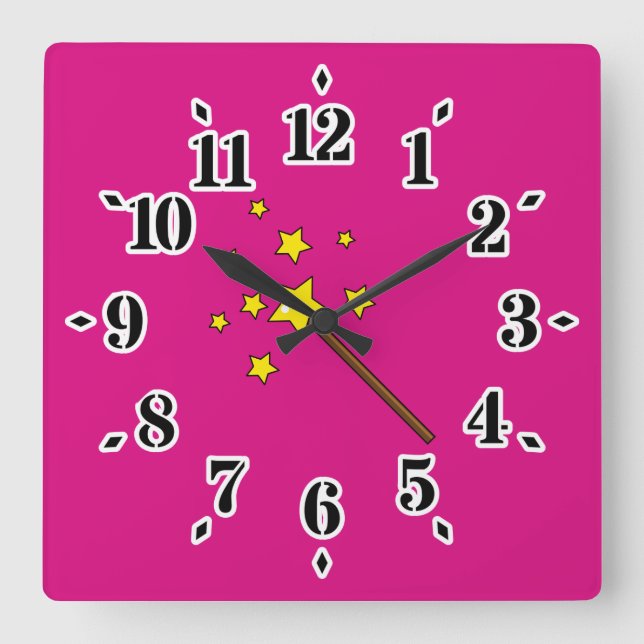 Magic Wand Quadratische Wanduhr (Vorderseite)