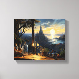 Magic Workshop Bench Über der Fantasy Bay Leinwanddruck