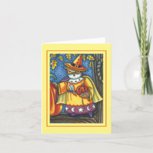 MAGIC-ZAUBER UND HALLOWEEN HOOTS, OWL WIZARD Hinwe Karte