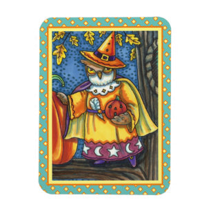 MAGIC ZAUBER UND HALLOWEEN HOOTS, OWL WIZARD MAGNET
