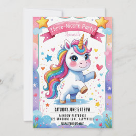 Magical 3. Geburtstag Unicorn |Regenbogen-Dreihorn Einladung