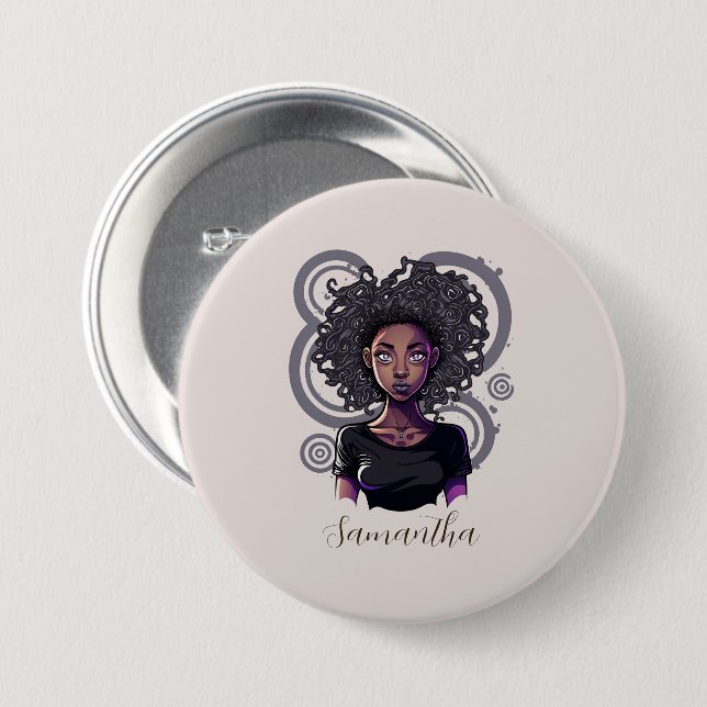 Magical Afro Woman Button (Vorne & Hinten)