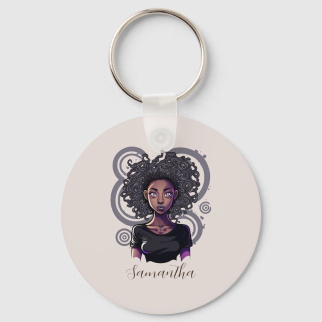 Magical Afro Woman Schlüsselanhänger (Vorderseite)
