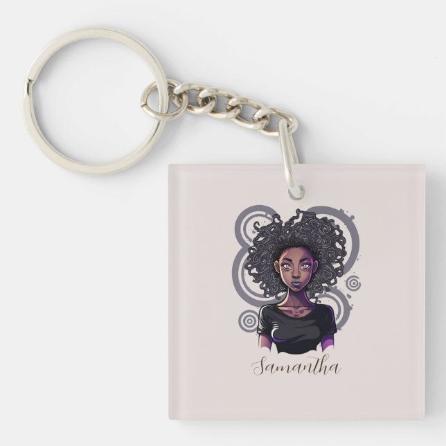 Magical Afro Woman Schlüsselanhänger (Vorderseite)