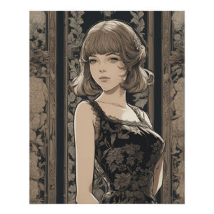 Magical Anime Elegance - AI Little Black Dress Poster