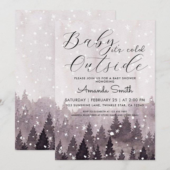 Magical Baby It's Cold Outside Girl Baby Dusche Einladung (Vorne/Hinten)