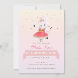 Magical Ballerina Unicorn Rainbow Girl Einladung