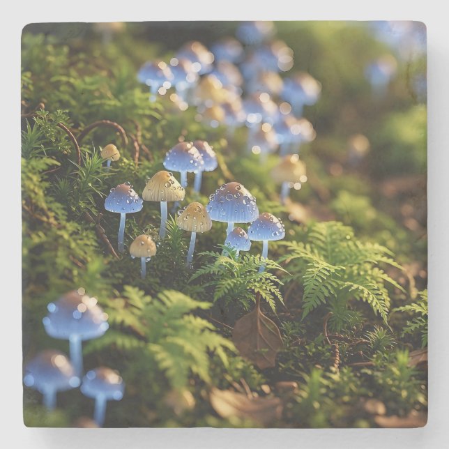 Magical Bioluminescent Fungi - Deep Forest Steinuntersetzer (Vorderseite)
