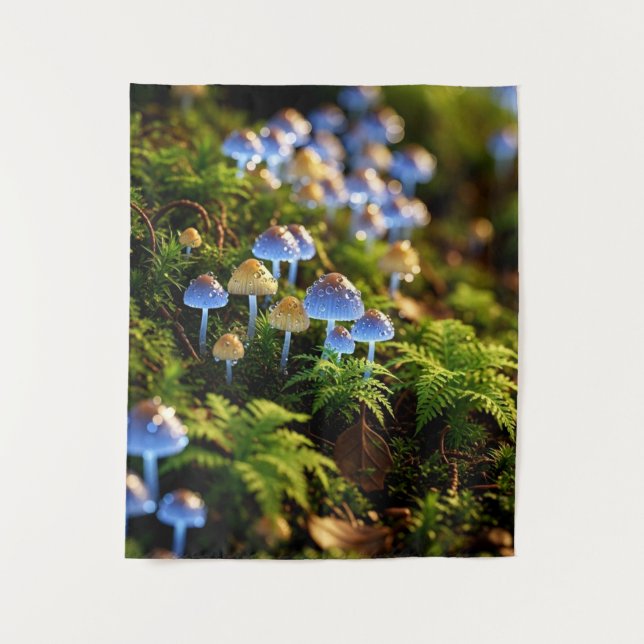 Magical Bioluminescent Fungi - Deep Forest Wandteppich (Vorderseite)