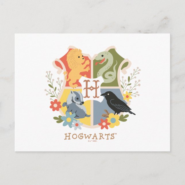 Magical Blooms HOGWARTS™ Wappen Postkarte (Vorderseite)