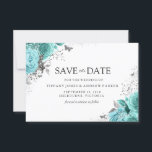Magical Blue Aquamarin Aqua Rose Hochzeit Save The Date<br><div class="desc">Magical Blue Aquamarin Aqua Rose Blumenzehen Sichern Sie das Datum oder ändern Sie das Datum Siehe entsprechende Einladung und Sammlung</div>