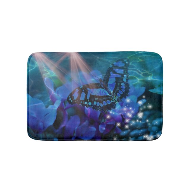 Magical Blue Butterfly Badematte (Vorderseite)