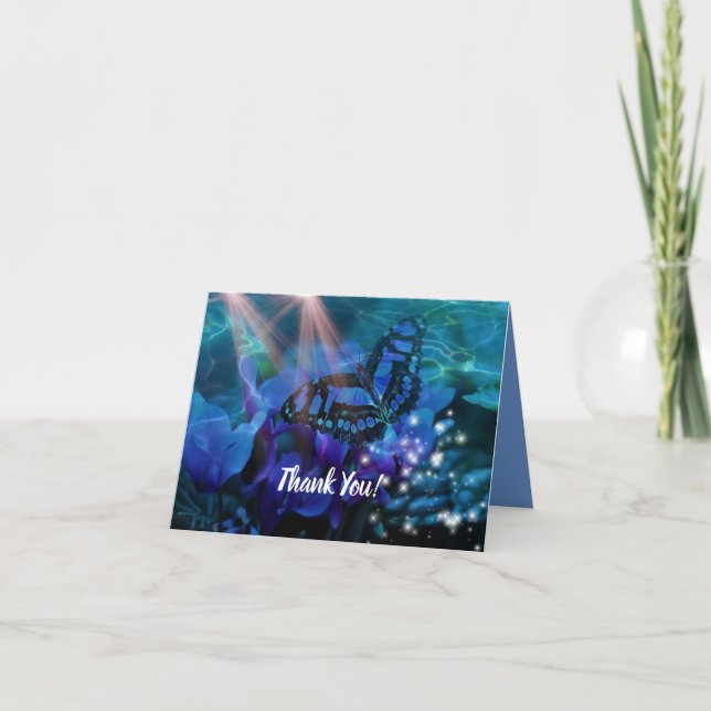 Magical Blue Butterfly Dankeskarte (Vorderseite)