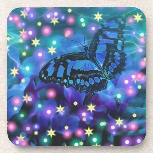 Magical Blue Butterfly Getränkeuntersetzer (Vorderseite)