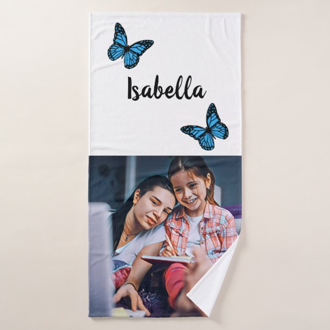Magical blue butterfly pink glitter art badehandtuch (Badehandtuch)