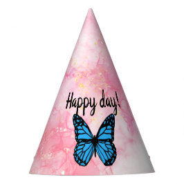 Magical blue butterfly pink glitter art partyhütchen
