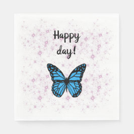 Magical blue butterfly pink glitter art serviette