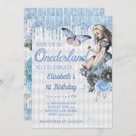 Magical Blue Ice Alice Erster Geburtstag Einladung