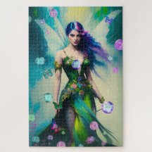 Magical Blue Irish Woodland Fairy und Schmetterlin