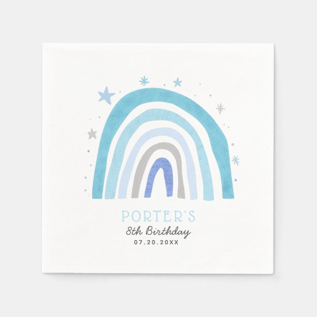 Magical Blue Rainbow Kindergeburtstag Party Napkin Serviette (Vorderseite)