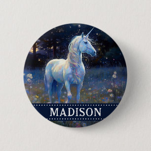 Magical Blue Unicorn Button mit Individuelle Name