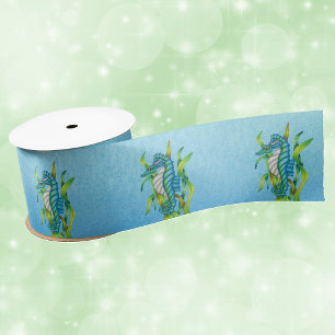 Magical Blue White Sea Dragon Creature Seetang Satinband