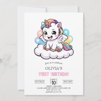 Magical Boho Digital Unicorn 1. Geburtstag Einladung
