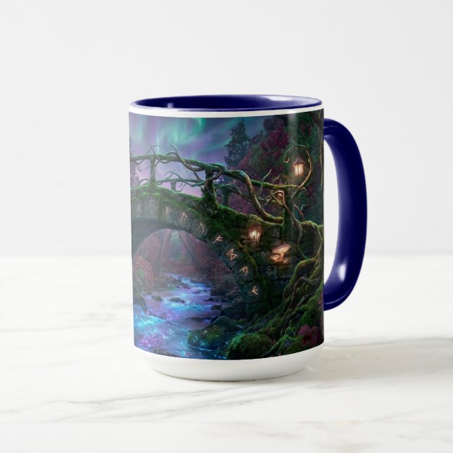 Magical bridge over enchanted brook Fairly Lights Tasse (VorderseiteRechts)