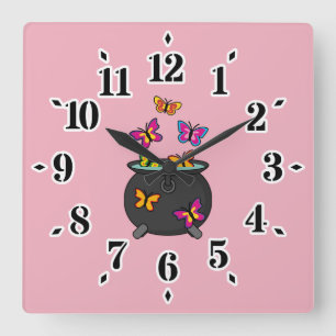 Magical Butterflies from a Cauldron Quadratische Wanduhr