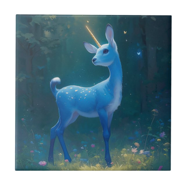 Magical Butterfly Forest Fawnicorn Fliese (Vorderseite)