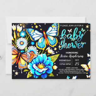 Magical Butterfly Moments Boy Baby Dusche Einladung
