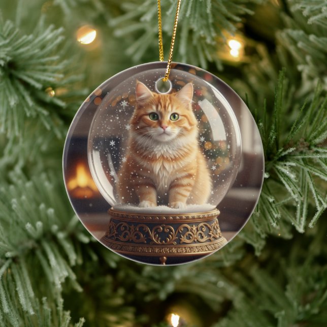 Magical Cat in Snow Globe Christmas Ornament (Baum)