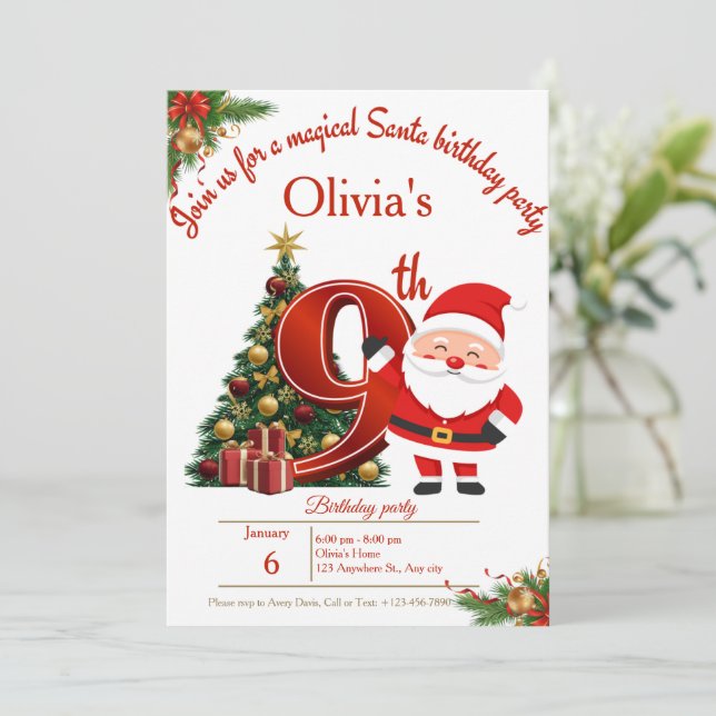 Magical Christmas Birthday Card for Girls Dankeskarte (Stehend Vorderseite)