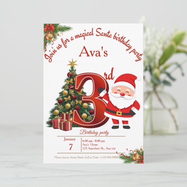 Magical Christmas Birthday Card for Girls Dankeskarte (Stehend Vorderseite)