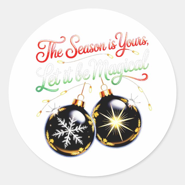 Magical Christmas Golden Glow & Snowflake Holiday  Runder Aufkleber (Vorderseite)