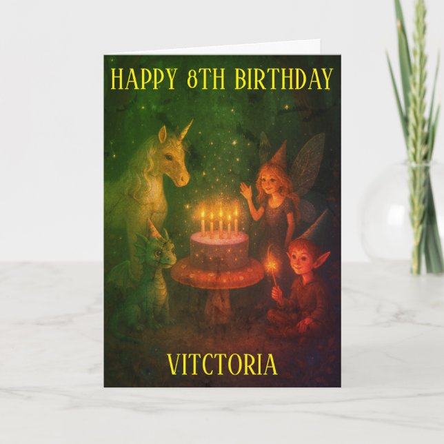 Magical Creatures Birthday Party Custom Birthday Karte (Vorderseite)