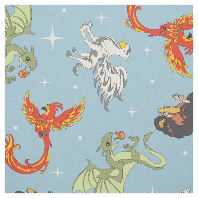 Magical Creatures Vintage Pattern Stoff (Muster)