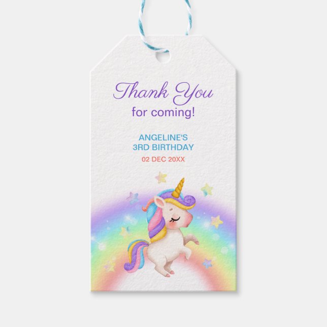 Magical Day Rainbow Stars Unicorn Birthday  Geschenkanhänger (Vorderseite)