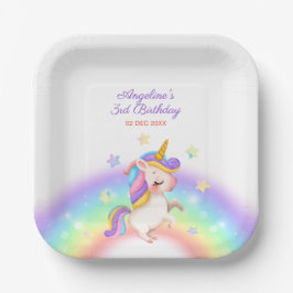 Magical Day Rainbow Stars Unicorn Birthday Pappteller