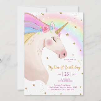 Magical Day Unicorn and Rainbows Birthday Einladung